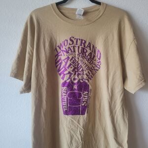 Tan T-Shirt with Purple Graphic Natural Girl Afro